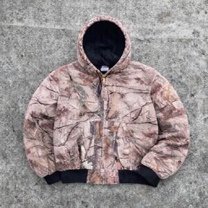 Carhartt Duck Canvas Quilted Zip-Up Camo Jacket Size S Workwear Hunting Utility
